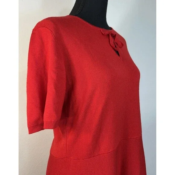 Draper James Bow Neck Detail Fit & Flare Mini Sweater Dress Size Large - Picture 15 of 16